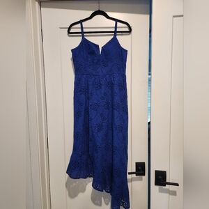 Guess midi dress with asymmetrical hemline, blue size 8, new